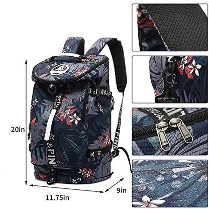 Kalesi Gym Duffle Bag Backpack 4-Way Waterproof with Shoes Compartment for travel Sport Hiking laptop - color: Floral-cool
