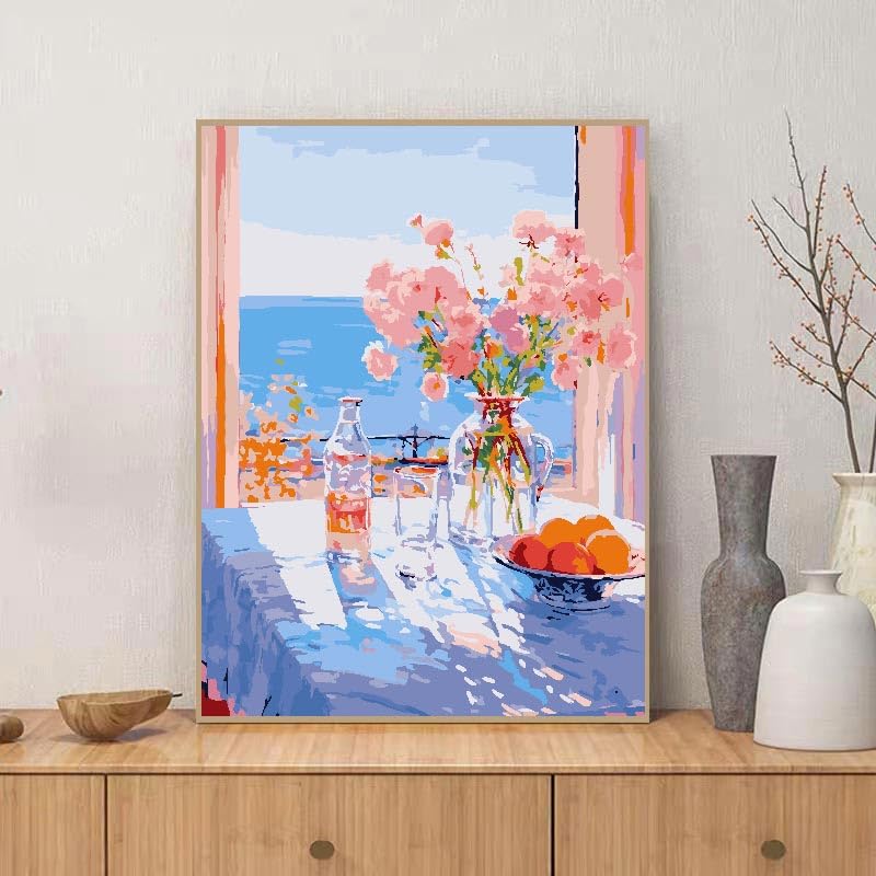ZRIZQ Paint by Numbers Kit for Adults Beginner,Flowers Landscape,16x20 | Full set with wooden brushes,rolled canvas,rich paints.Calming activity.Beginner friendly.Just open and paint. - color: 16"X20"Rolled Canvas(Frameless)-Flowers 15