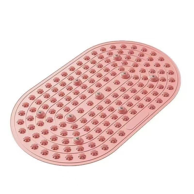 Reflexology Foot Massage Mat Acupressure Magnetic Walk Stone Pad Portable Foldable Feet Pressure Point Massager for Plantar Fasciitis Relief Home Office Pain Relief for Men Women(Pink)