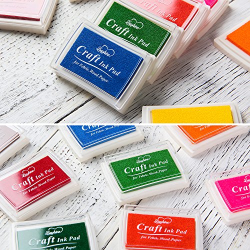 Lsushine 15 Colors Craft Ink Pads, Washable Stamp Pads for DIY Stamping | Ink Pad Set for Rubber Stamps, Finger Painting, Crafts on Paper, Wood, Fabric, Scrapbooking, DIY & Back to School Supplies