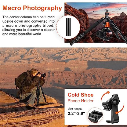JOILCAN Tripod for Camera, 81" Aluminum Camera Tripod Stand, 83" DSLR Tripods & Monopods, Heavy Duty Travel Tripod for Binoculars Spotting Scope Telescope, Max Load 35lb | Tall DSLR Tripod with 360° Ball Head, Heavy Duty Travel Tripod for Binoculars Spott