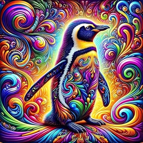 Penguin DIY Diamond Art Kits for Adults, Animal 5D Diamond Painting Kits | Gem Painting, Dimond Art Paintings Kit, Full Drill Diamond Dot for Home Wall Decor 14 X 14 Inch - color: CM069