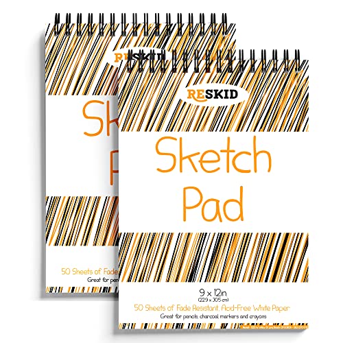 Reskid Sketch Pad (9 x 12 inches) - 50 Sheets, 2-Pack - Kids Drawing Paper, Drawing and Coloring Pad for Kids, Kids Art Supplies