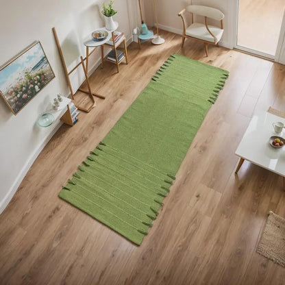 Payal Rugs Cotton Yoga Mat - Eco-Friendly Hand-Woven Rug - Non Slip & Thick (24”x72”x5mm) for Yoga Everyday Fitness at Home - Comfortable Extra-Long - color: Green