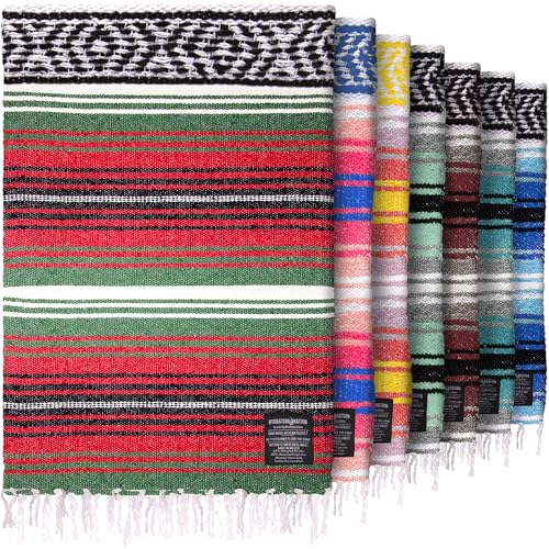 Hydration Nation Authentic Large Handwoven Mexican Blanket - Soft Yoga- Durable Serape- Lightweight Falsa, Beach, Camping, Picnic, Outdoor Blanket 70"x50" - Dragon - color: Dragon