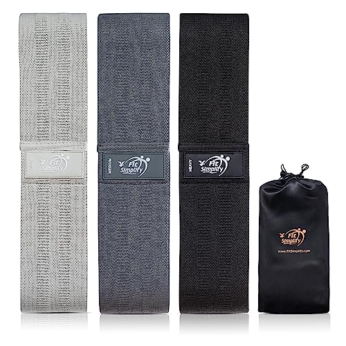 Fit Simplify Non Slip Fabric Resistance Hip Cloth Bands, Set of 3
