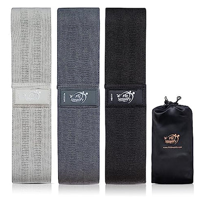 Fit Simplify Non Slip Fabric Resistance Hip Cloth Bands, Set of 3