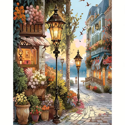 Muzagroo Paint by Numbers Oil Painting Kits for Adults DIY Streetscape Oil Painting for Beginners Hand Crafts Kits with Brushes and Acrylic Paints 16x20 inches (Streetscape) - color: Streetscape