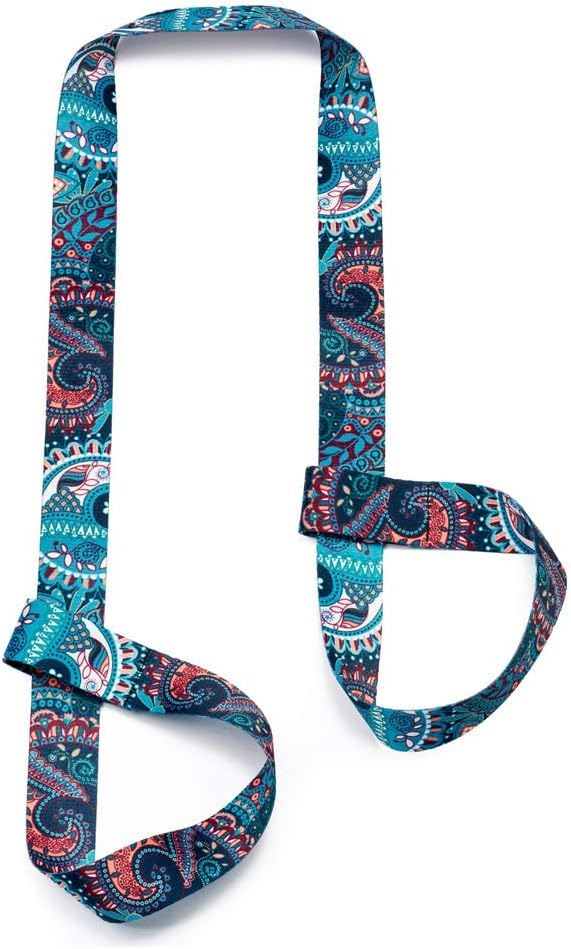 1 Piece Digital Printed Yoga Strap with D Ring,Non Elastic Nylon Webbing Stretch Belt,Mandala Pattern, 72x1.5 Inch,for Pilates Back Opening Exercise Auxiliary