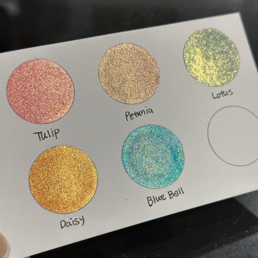IUILE Handmade Watercolor Paints - Flower Field Dot Card (5 Colors) - Metallic, Shiny, Shimmer - color: Flower Field Dot