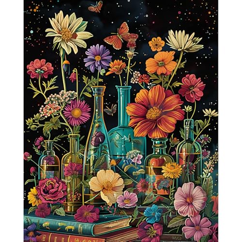 cviokrdu Flowers Paint by Numbers Kit for Adults - Flowers Adult Paint by Number Kits on Canvas, Flower DIY Oil Painting for Gift Home Wall Decor (16x20inch) - color: MT22284
