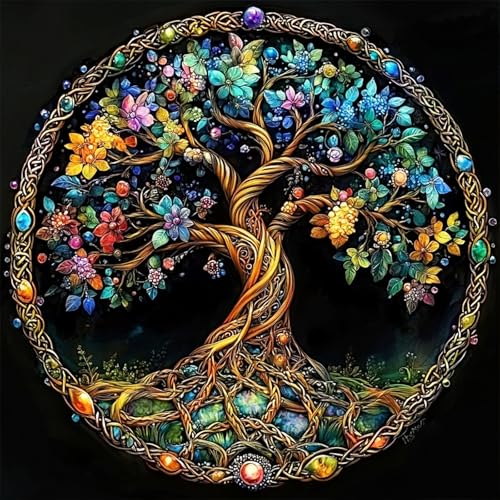MAXBYE Diamonds Painting Kits for Adults, 5D Tree of Life Diamond Art Kits for Beginners, Full Drill Round Gem Art Diamond Painting for Home Wall Decor Gift, 12x12inch - color: WX11478