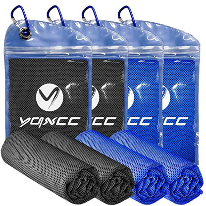 YQXCC 쿨링 타월 4팩(119.4cm x 30.5cm(47인치 x 12인치)), 목과 얼굴용 아이스 쿨 타월 - color: 다크 그레이 2개/다크 블루 2개