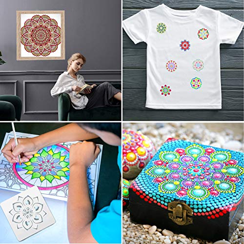 Augshy 58PCS Mandala Dotting Tools Set with a Blue Zipper Waterproof Storage Bag for Painting Rocks - style: Mandala Style A