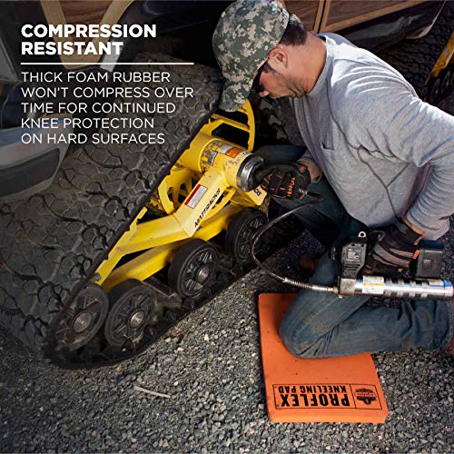 Ergodyne ProFlex 380 Kneeling Pad, Foam Knee Cushion, Water Resistant Kneeling Mat, 14" x 21" x 1", Orange, Standard - color: Orange, size: Standard