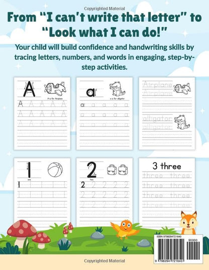 Letter Tracing for Kids ages 3-5: Trace Letters A–Z and Numbers 0–10 for Preschool and Kindergarten Handwriting Practice