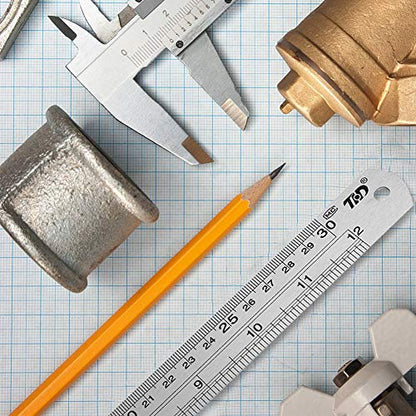 ZZTX Metal Ruler 6 Inch 12 Inch 16 Inch Stainless Steel 3 Pack | Rust-proof, Straight edge, Precise markings, Clear read