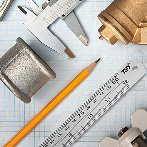 ZZTX Metal Ruler 6 Inches Stainless Steel 12 Pack | Rust-proof, Straight edge, Precise markings, Clear read