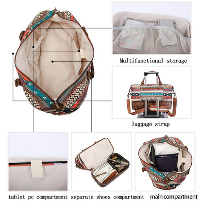 Kinmac Garment Bag with Shoes Compartment,Duffel Bag For Travel,Sports Gym Yoga Duffel Bag Weekender Overnight Totes Bag (Bohemian) - color: Bohemian