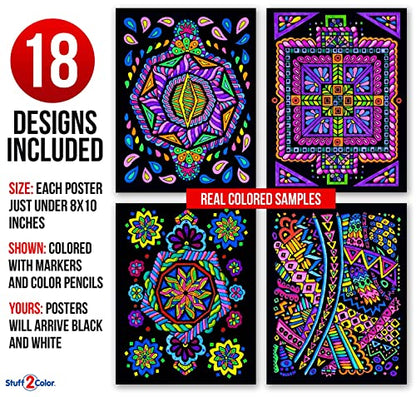 Super Pack of 18 Fuzzy Velvet Coloring Posters (Dynamic Edition) - Great for Family Time, Arts & Crafts, Travel, At Home, Care Facilities [All Ages Coloring: Girls, Boys, Adults, Toddlers, Teens]
