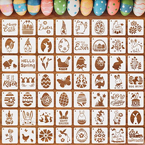 Augshy 56 Pack Easter Stencils, Christian Reusable for Painting Crafts | Holiday Stencils Set, Scrapbooking and Drawing, Wall Floor Decor, DIY Rock Painting, Art Projects, 3 Inch, Easter Painting - style: Easter