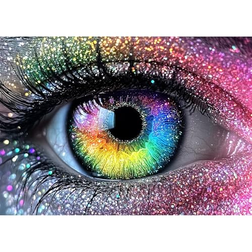 EOBROMD Diamond Art Painting Kits for Adults Colorful Eye, 5D Full Drill Diamond Dots, DIY Diamond Art Painting Kits for Adults Beginners, Diamond Gem Art and Crafts for Home Wall Decor 16x12inch - color: 02-eye