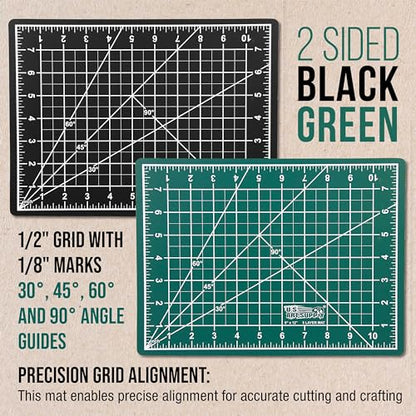 U.S. Art Supply 9"x12" Self-Healing Cutting Mat 5-Ply Green/Black | Double-Sided Green/Black Craft Mat, Non-Slip Cutting Mats for Crafts, Sewing, Quilting, Scrapbooking - color: Green/Black