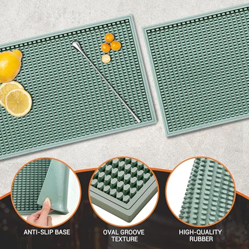 ZJWZLG Bar Mat 18"X12"(2 Pcs) Non-Slip Rubber Bar Mat, Spill Proof & Design,Easy to Clean Textured Surface for Home Bar,Coffee Station, Bartending - Protects Countertops & Glassware(Green). - color: Green, size: 18" x 12"