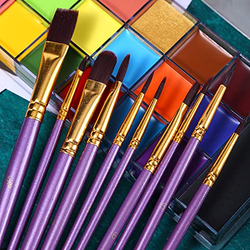 UCANBE Athena Face Body Paint Oil Makeup Set, 20 Colors FX Halloween Party Painting with Stainless Steel Mixing Palette and Spatula Tool,10 pcs Artist Paintbrushes,Tattoo Stencil Arts Crafts kit - color: All in one kit