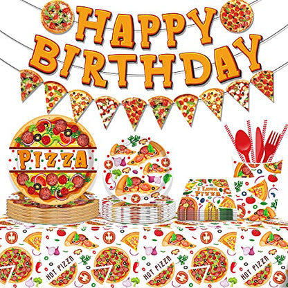 1 Pack Pizza Party Plastic Tablecloth 54 x 87 Inch Long Rectangular Table Cover for Buffet,Birthday Party Holiday Dinner,Picnic or Tablecloth for Kitchen Event Use - color: Pizza