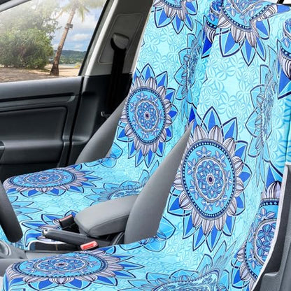 Hahafelt 2 Pack Car Seat Towel Cover with Storage Bag, Blue Mandala | 63 x 32 in Car Towel Seat Cover Non Slip Waterproof, Gym Workout Swimming Running, Machine Washable Sweat Absorbent Protector - style: Blue Mandal