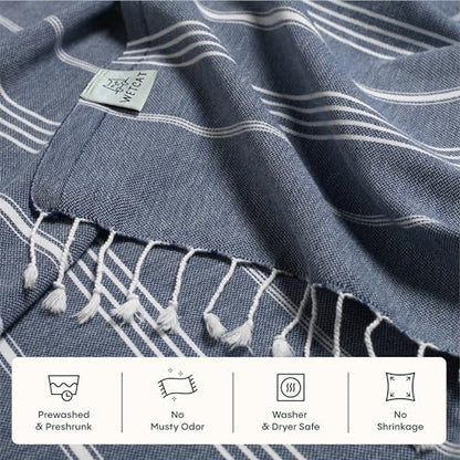 WETCAT Turkish Beach Towel Oversized (38"x71") 100% Turkish Cotton, Made in Turkey - Sand Free, Extra Large, Ultra Soft, Quick Drying, Compact & Lightweight for Travel - Dark Blue - color: Dark Blue, size: Beach Towel (38" x 71")