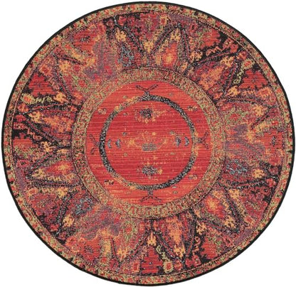 Unique Loom Outdoor Tribal Collection Area Rug - Quepos (3' 1" Round Multi/Black) - size: 3'1" (Round)