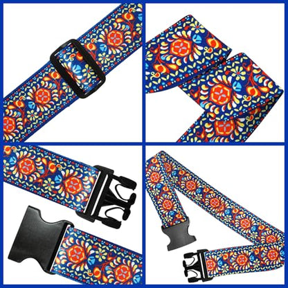 6 Pieces Luggage Straps Patterned Luggage Strap Suitcase Straps Luggage Belt Adjustable Travel Luggage Belt Strap with Quick Release Buckle, 2 inches Wide by 72 inches Long (Persian Style) - style: Persian Style
