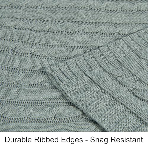 NTBAY Cotton Cable Knit Throw Blanket, 51 x 67, Light Grey - color: Light Grey, size: Throw(51"x67")
