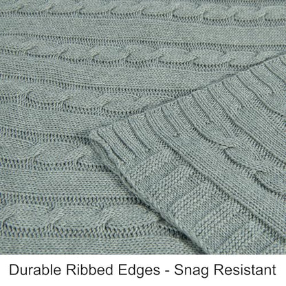 NTBAY Cotton Cable Knit Throw Blanket, 51 x 67, Light Grey - color: Light Grey, size: Throw(51"x67")