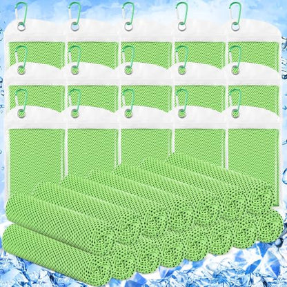 Hosuly 15 Pcs Cooling Towels 40" x 12", Bright Green - color: Bright Green
