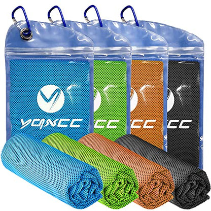YQXCC 4 Pack Cooling Towels (47"x12"), Ice Cool Towels for Neck & Face - color: Light Blue/Dark Gray/Orange/Green