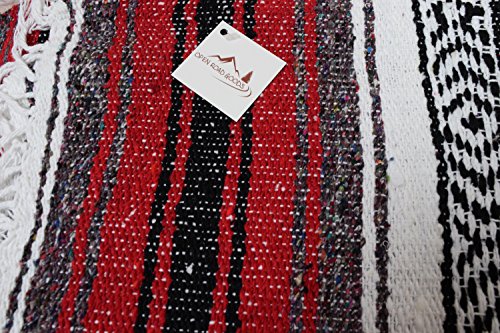 Open Road Goods Red Mexican Blanket - Authentic Serape Falsa Blanket - Handmade - color: Red