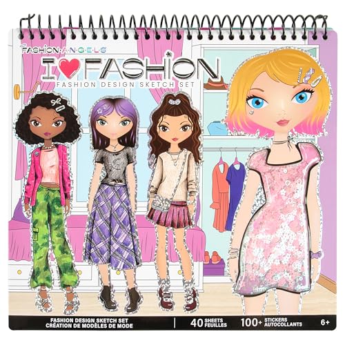 Fashion Angels I Love Fashion Sketch Portfolio | Includes Sketch Pad with Stencils & Stickers, Design Sketch Book for Girls, Ideal Drawing Kit for Kids - color: I Love Fashion