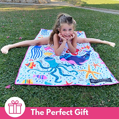 ECCOSOPHY Microfiber Kids Toddler Beach Towel, Quick Dry, Sand Free, 60x30 - color: Under the Sea