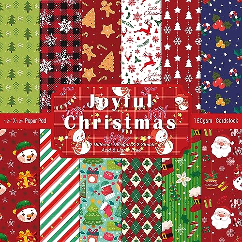 YASMEN Christmas Scrapbook Paper Pad, 12x12 Double-Sided Paper Pads for Card Making, Journals, Planner, DIY Envelopes, Greeting Cards, Decorative Art Craft -24 Sheets - color: Christmas - 12×12