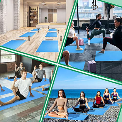 Amylove 12 Pieces Yoga Mats Bulk 68x24x0.12 Inch Exercise Non Slip Fitness Workout Mats for Women Men Home Workout Gym Yoga - color: Light Blue