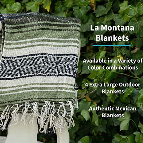 La Montana Bulk Falsa Mexican Blanket, 4 Pack, Dark Olive/Light Olive/White - color: Dark Olive/Light Olive/White