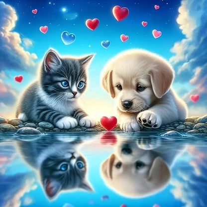 Shouruihua Dog Diamond Painting Kits for Adults, Cat Diamond Art Kits | Animal, Gem Art, Diamond Dotz Kits, Diamond Dots, Wall Art, Adult Crafts, Full Round Drill Diamond Painting Kits, 11.8x11.8in - color: Dog and Cat