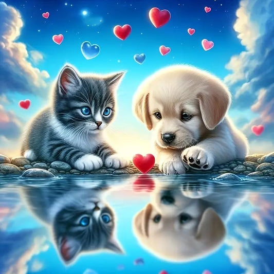 Shouruihua Dog Diamond Painting Kits for Adults, Cat Diamond Art Kits | Animal, Gem Art, Diamond Dotz Kits, Diamond Dots, Wall Art, Adult Crafts, Full Round Drill Diamond Painting Kits, 11.8x11.8in - color: Dog and Cat