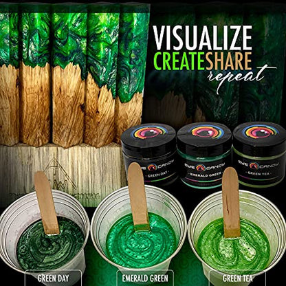 Eye Candy Pigments Premium Green Mica Powder - Green Tea (50gr) - for Epoxy, Resin, Soap, Paint, Woodworking, Acrylic Pouring, Bath Bombs, Fishing Lures - DIY Arts and Crafts Additive - color: Green Tea