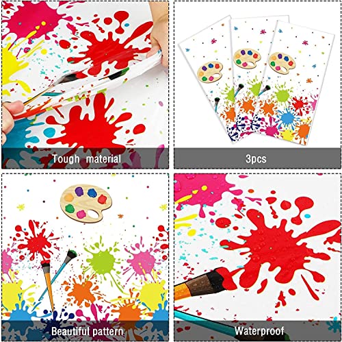 gisgfim 3 Pcs Art Party Decorations Art Paint Party Tablecloth Decoration Supplies Plastic Arts Parties Table Cover Artist Birthday Parties Decor for Kids 105 x 54 inch