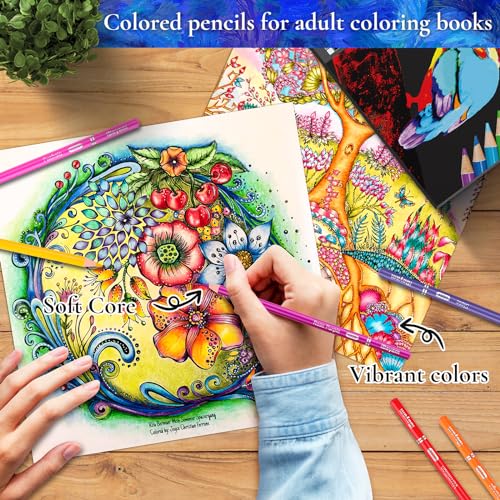 Soucolor 72-Color Soft Core Colored Pencils for Kids & Adults Coloring Book | 72 vibrant, pre-sharpened pencils with smooth, blendable soft cores for coloring, sketching, shading & back-to-school art