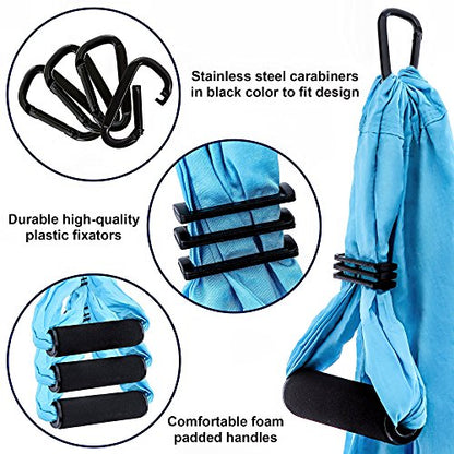 Aerial Yoga Swing Set - Hammock Hanging Swing - Sling Inversion Fly Kit - Antigravity Yoga Sling - Suspension Trapeze - color: BLUE